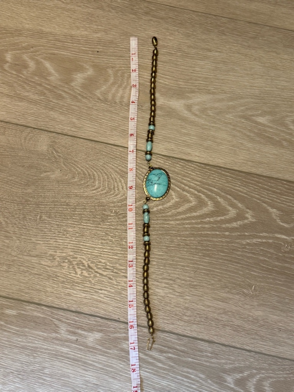 Vintage Turquoise Gold Bead Necklace - Women Jewelry - Picture 5 of 5